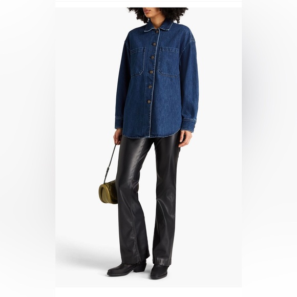 NWT Rag & Bone Lory Oversized Denim Shirt Jacket, size medium, dark denim - Picture 3 of 14